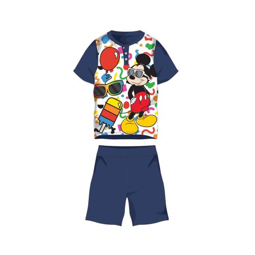 Nyári rövid ujjú gyerek pamut pizsama - Disney Mickey egér - sötétkék - 116