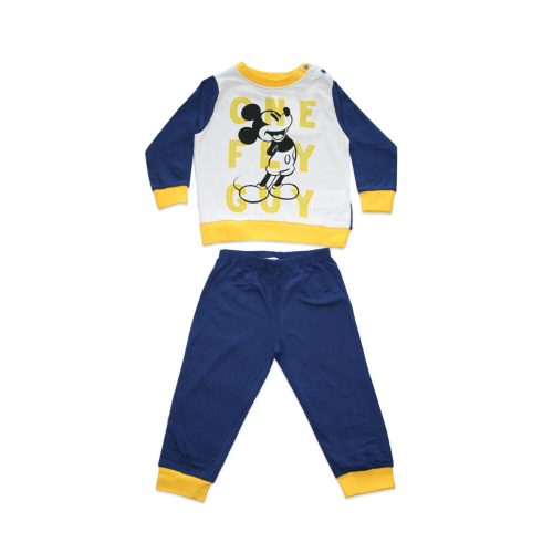 Langer, dünner Baby-Schlafanzug aus Baumwolle – Mickey Mouse – One Fly Guy – Jersey – dunkelblau-gelb – 86