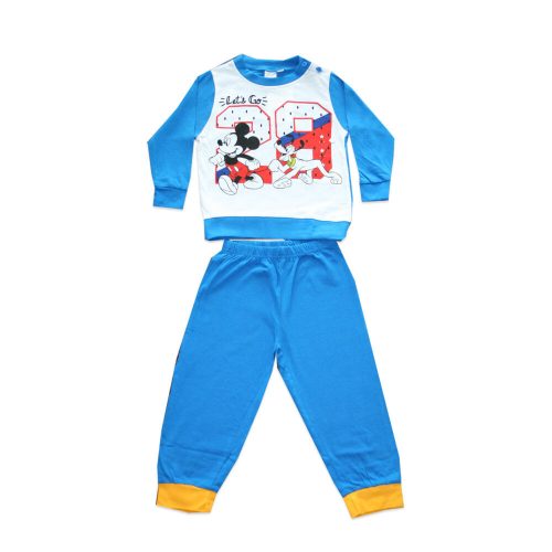 Hosszú vékony pamut baba pizsama - Mickey egér - Jersey - középkék - 80
