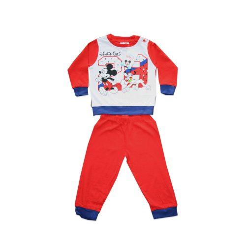Hosszú vékony pamut baba pizsama - Mickey egér - Jersey - piros - 92