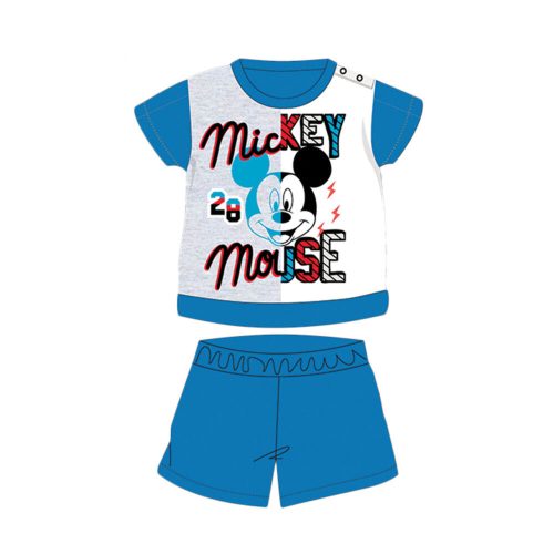 Nyári rövid ujjú pamut baba pizsama - Disney Mickey egér - középkék - 80