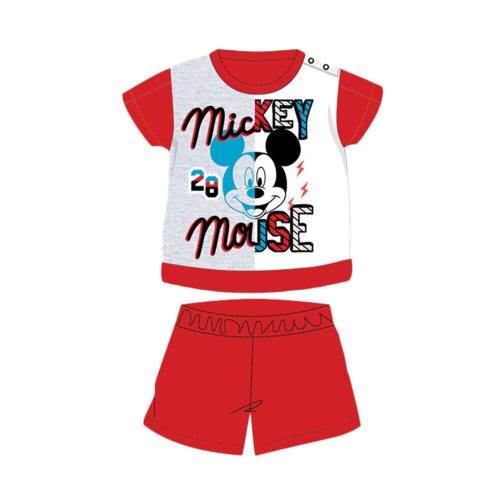 Nyári rövid ujjú pamut baba pizsama - Disney Mickey egér - piros - 80