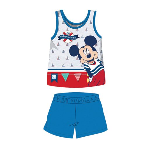 Letné bavlnené detské pyžamo bez rukávov - Disney Mickey Mouse - stredne modré - 92