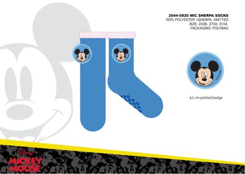 Disney Mickey egér csúszásgátlós meleg téli zokni gyerekeknek - sherpa zokni - sötétkék - 23-26