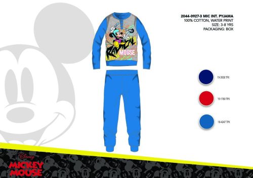Téli pamut interlock gyerek pizsama - Disney Mickey egér - középkék - 110