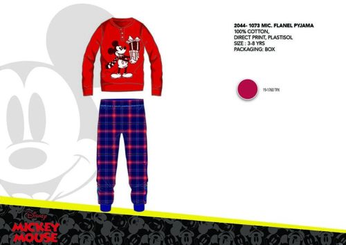Téli vastag pamut gyerek pizsama - flanel pizsama - Disney Mickey egér - piros - 104