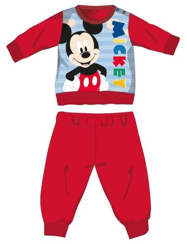 Disney Mickey egér téli vastag baba pizsama - pamut flanel pizsama - piros - 80