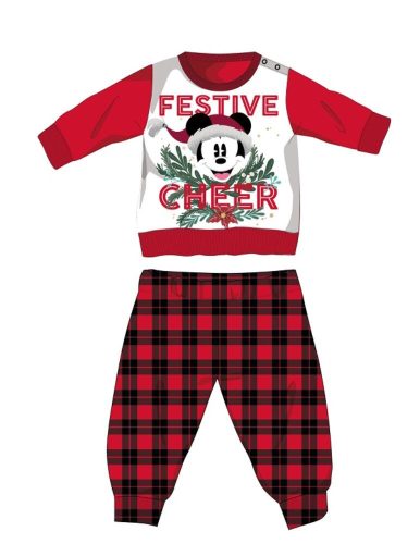 Disney Mickey egér téli vastag karácsonyi baba pizsama - pamut flanel pizsama - piros-fekete - 92