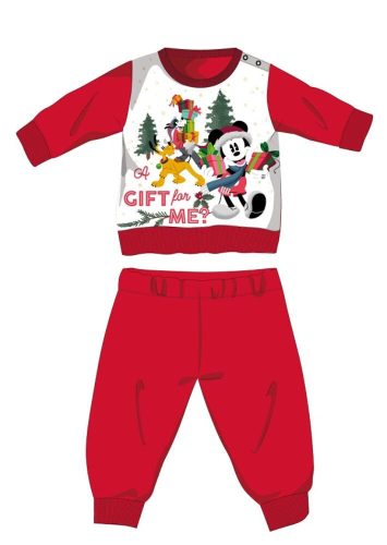 Disney Mickey mouse zimné hrubé vianočné detské pyžamo - bavlnené flanelové pyžamo - červené - 98