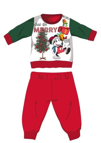 Disney Mickey egér téli vastag karácsonyi baba pizsama - pamut flanel pizsama - piros-zöld - 80