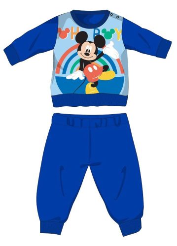 Detské fleecové pyžamko Disney Mickey Mouse - zimné hrubé pyžamko - stredne modré - 86