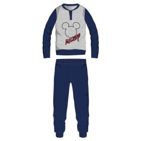   Pánske tenké bavlnené pyžamo Disney Mickey Mouse - jjersejové pyžamo - svetlo šedo-tmavo modré