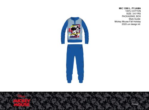 Disney Mickey egér vékony pamut gyerek pizsama - jersey pizsama - középkék - 104