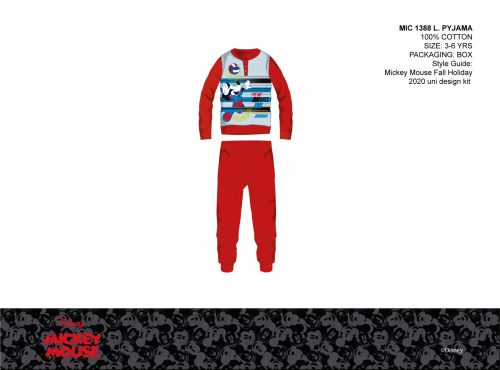 Disney Mickey egér vékony pamut gyerek pizsama - jersey pizsama - piros - 98
