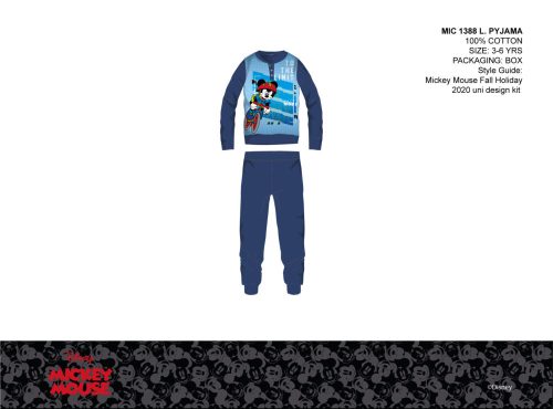 Disney Mickey egér vékony pamut gyerek pizsama - jersey pizsama - sötétkék - 98