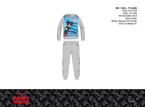 Disney Mickey egér vékony pamut gyerek pizsama - jersey pizsama - szürke - 104
