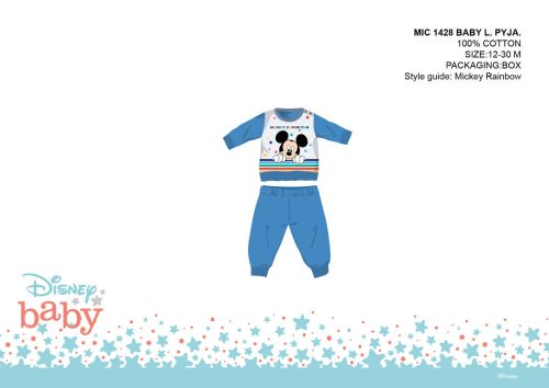 Disney Mickey egér baba pizsama - jersey pamut pizsama - középkék - 80