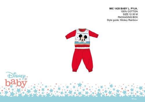 Disney Mickey egér baba pizsama - jersey pamut pizsama - piros - 80