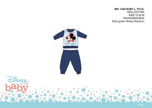 Disney Mickey egér baba pizsama - jersey pamut pizsama - sötétkék - 80