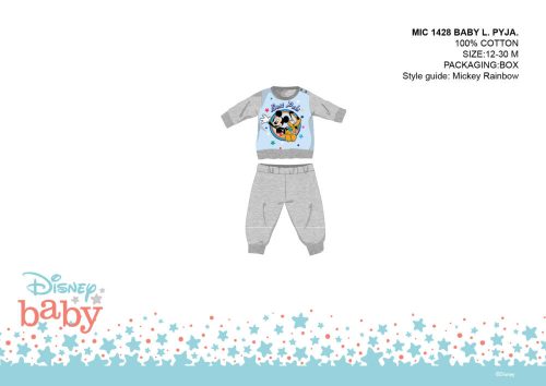 Disney Mickey egér baba pizsama - jersey pamut pizsama - szürke - 80