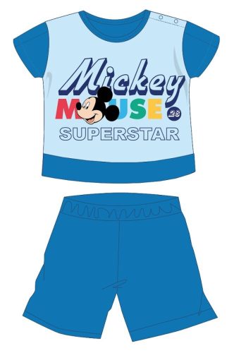 Disney Mickey egér nyári rövid ujjú baba pizsama - pamut jersey pizsama - Mickey Superstar felirattal - középkék - 80