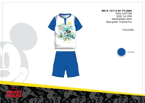 Disney Mickey egér nyári rövid ujjú gyerek pizsama - pamut pizsama - középkék - 110