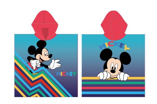 Disney Mickey egér gyerek poncsó - piros kapucnival - 55x110