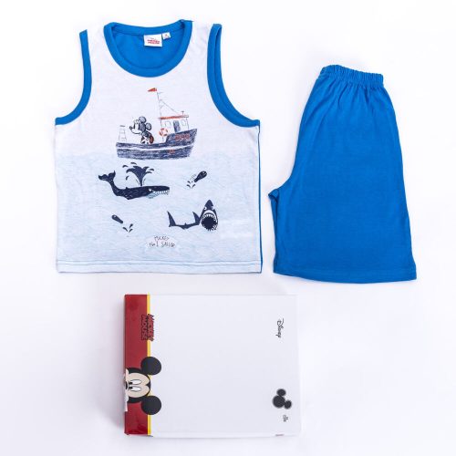 Pigiama in cotone per neonato Topolino - pigiama senza maniche - completo estivo - blu medio - 110