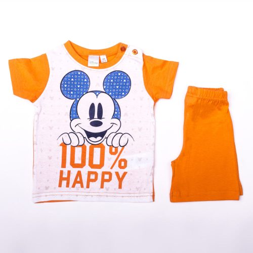 Mickey egér kisfiú pamut nyári együttes - póló-rövidnadrág szett - narancssárga
