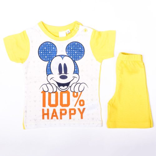 Mickey egér kisfiú pamut nyári együttes - póló-rövidnadrág szett - sárga