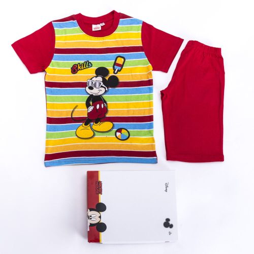 Mickey egér kisfiú pamut pizsama - rövid ujjú pizsama - nyári együttes - piros - 104