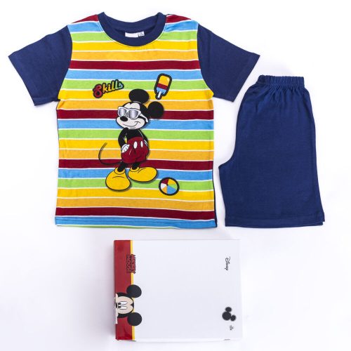 Chlapčenské bavlnené pyžamo Mickey mouse - pyžamko s krátkym rukávom - letný komplet - tmavomodré - 104
