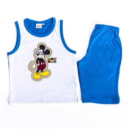 Mickey egér kisfiú pamut nyári együttes - trikó-rövidnadrág szett - középkék - 104