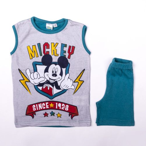 Mickey egér kisfiú pamut nyári együttes - trikó-rövidnadrág szett - zöld