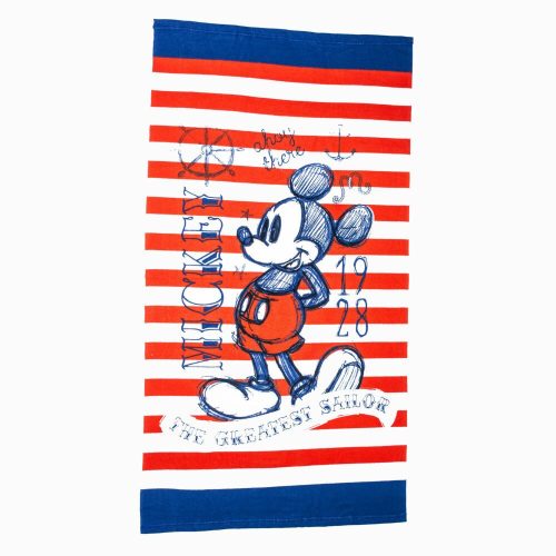 Mickey Mouse Kinder-Strandtuch – schnell trocknendes Strandtuch – rot-weiß gestreift