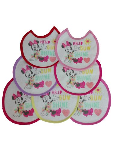 Bavaglino Minnie Mouse 7 pezzi/confezione - bavaglino in cotone - rosa chiaro-rosa-rosa scuro-rosa-rosso-viola-giallo