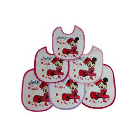   Minnie Mouse baby bib 6 pieces/pack - cotton bib - light pink-pink-dark pink-pink-red-purple