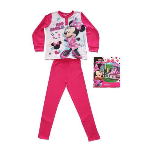 Hosszú vékony pamut gyerek pizsama - Minnie egér - Jersey - pink - 122