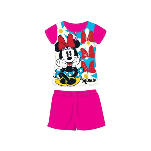 Nyári rövid ujjú gyerek pamut pizsama - Disney Minnie egér - pink - 122