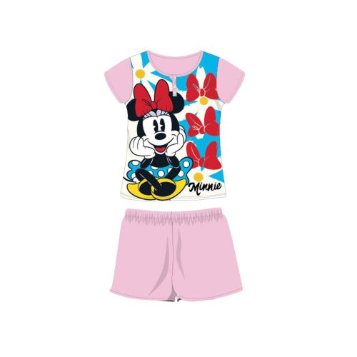 Nyári rövid ujjú gyerek pamut pizsama - Disney Minnie egér - világosrózsaszín - 104