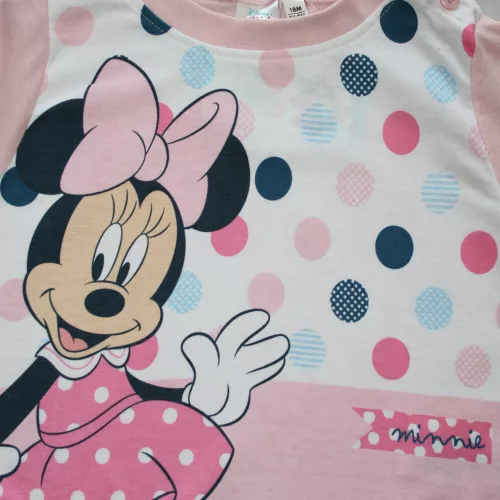 Dlouhé tenké bavlněné kojenecké pyžamo - Dots Minnie Mouse - Jersey