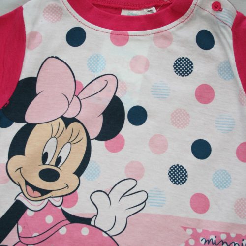 Pigiama lungo e sottile per bebè in cotone - Minnie Mouse a pois - Jersey - rosa - 92