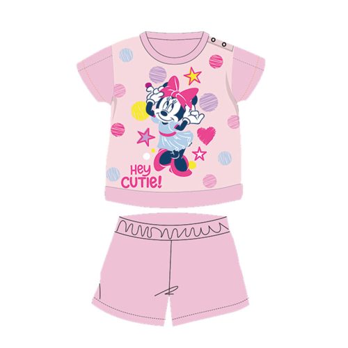 Nyári rövid ujjú pamut baba pizsama - Disney Minnie egér - csillagos - világosrózsaszín - 80