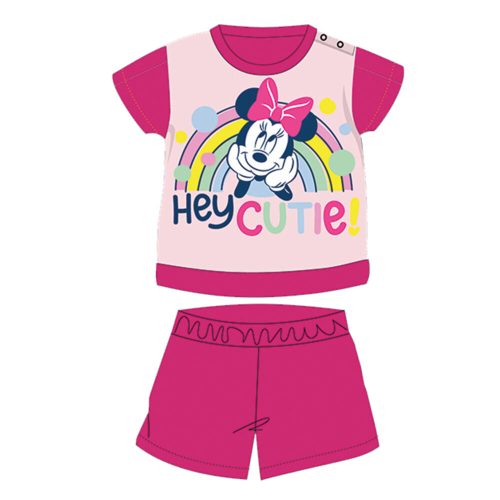 Nyári rövid ujjú pamut baba pizsama - Disney Minnie egér - pink - 80