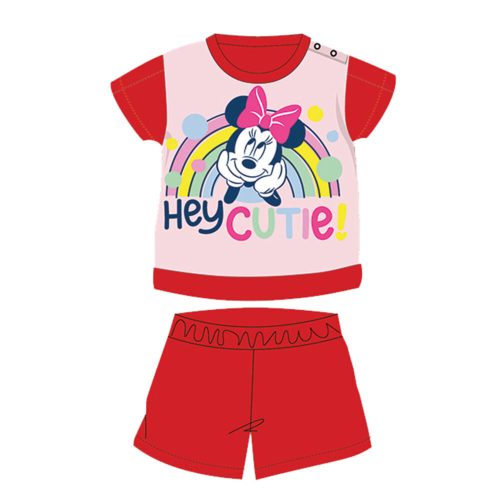 Nyári rövid ujjú pamut baba pizsama - Disney Minnie egér - piros - 80