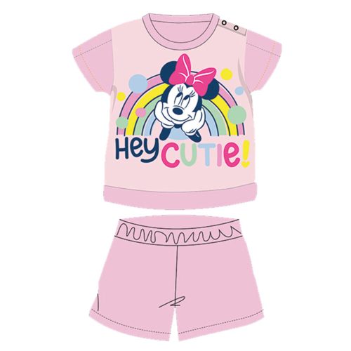 Nyári rövid ujjú pamut baba pizsama - Disney Minnie egér - világosrózsaszín - 80