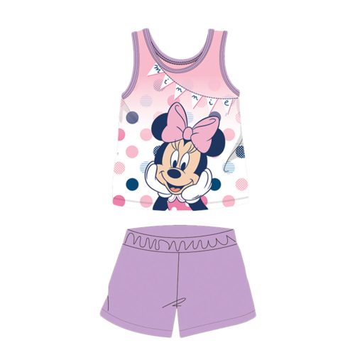 Nyári ujjatlan pamut baba pizsama - Disney Minnie egér - világoslila - 80