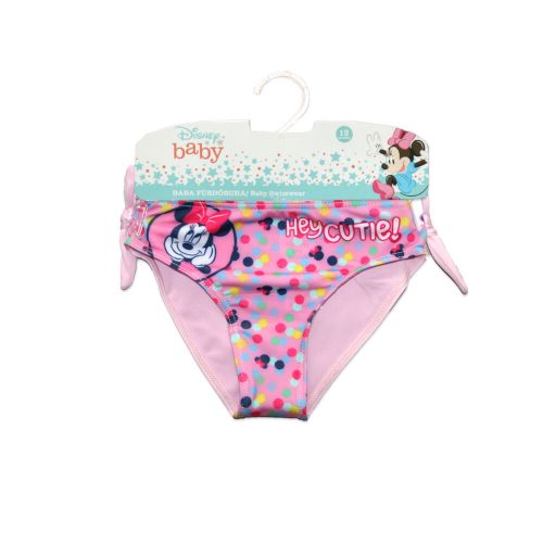 Slip costume da bagno per bambine - Minnie Mouse - con scritta Hey cutie - rosa chiaro - anni '80