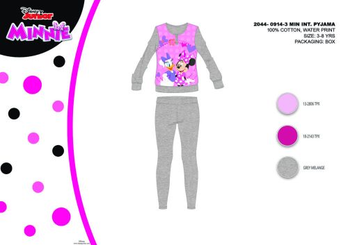 Téli pamut interlock gyerek pizsama - Disney Minnie egér - szürke - 104
