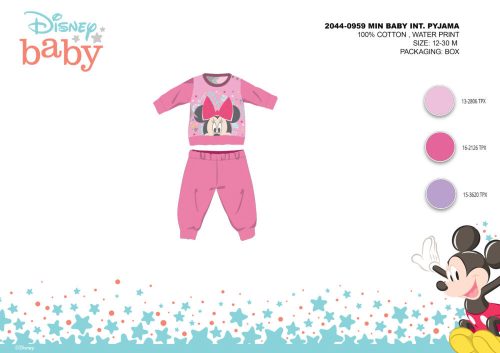 Téli pamut interlock baba pizsama - Disney Minnie egér - rózsaszín - 92